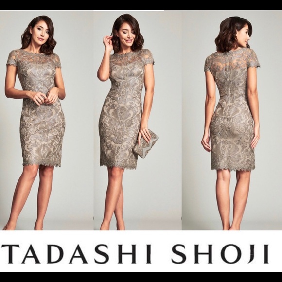Tadashi Shoji Corded Embroidery on Tulle Cap Sleeve Dress - Size 14 EUC - Picture 7 of 7